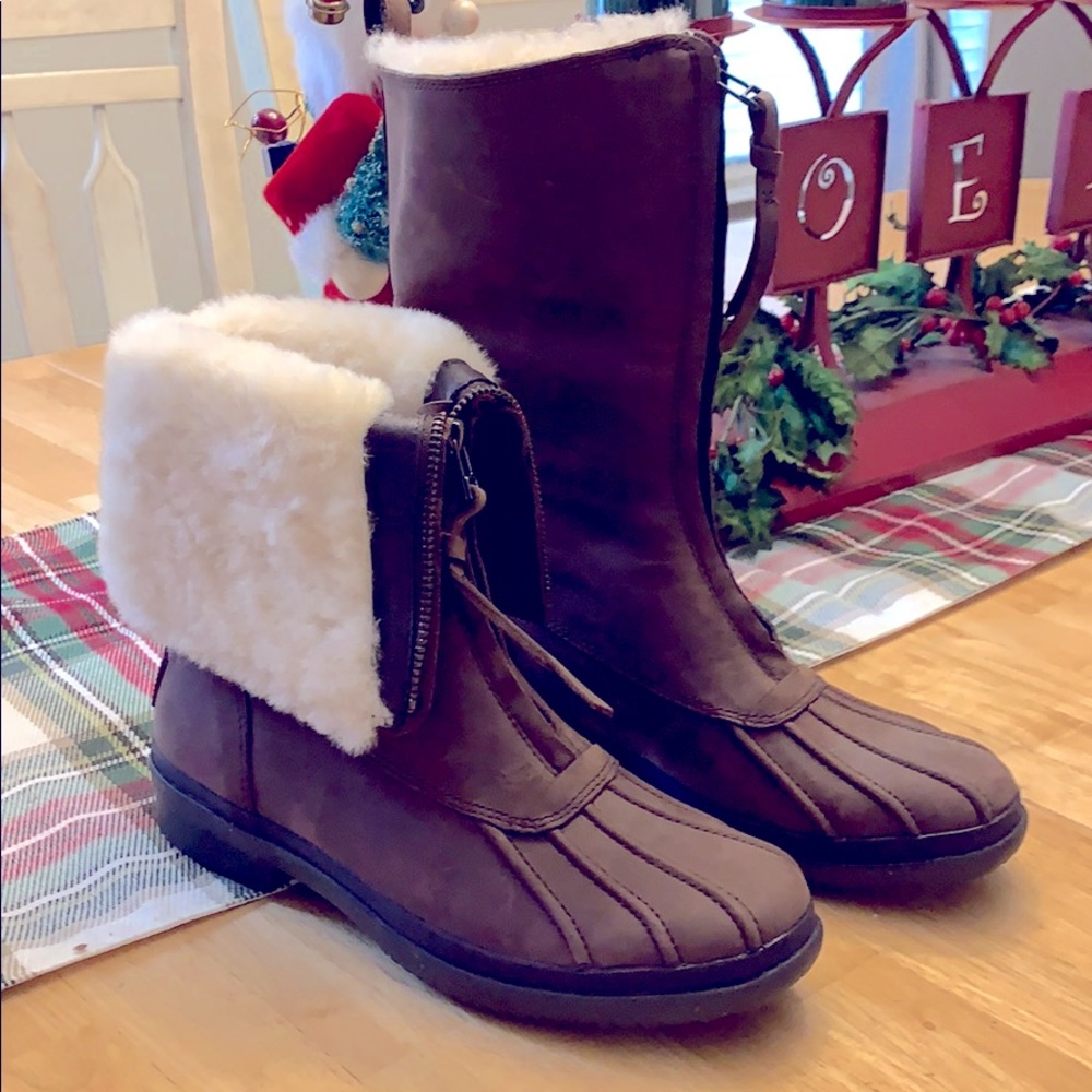 Arquette UGG fur zipper boots